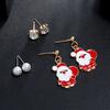 Christmas Drop Oil Small Stud Earrings Set, Santa Claus Snowflake Elk Pearl Zircon Combination 3-Piece Earrings.