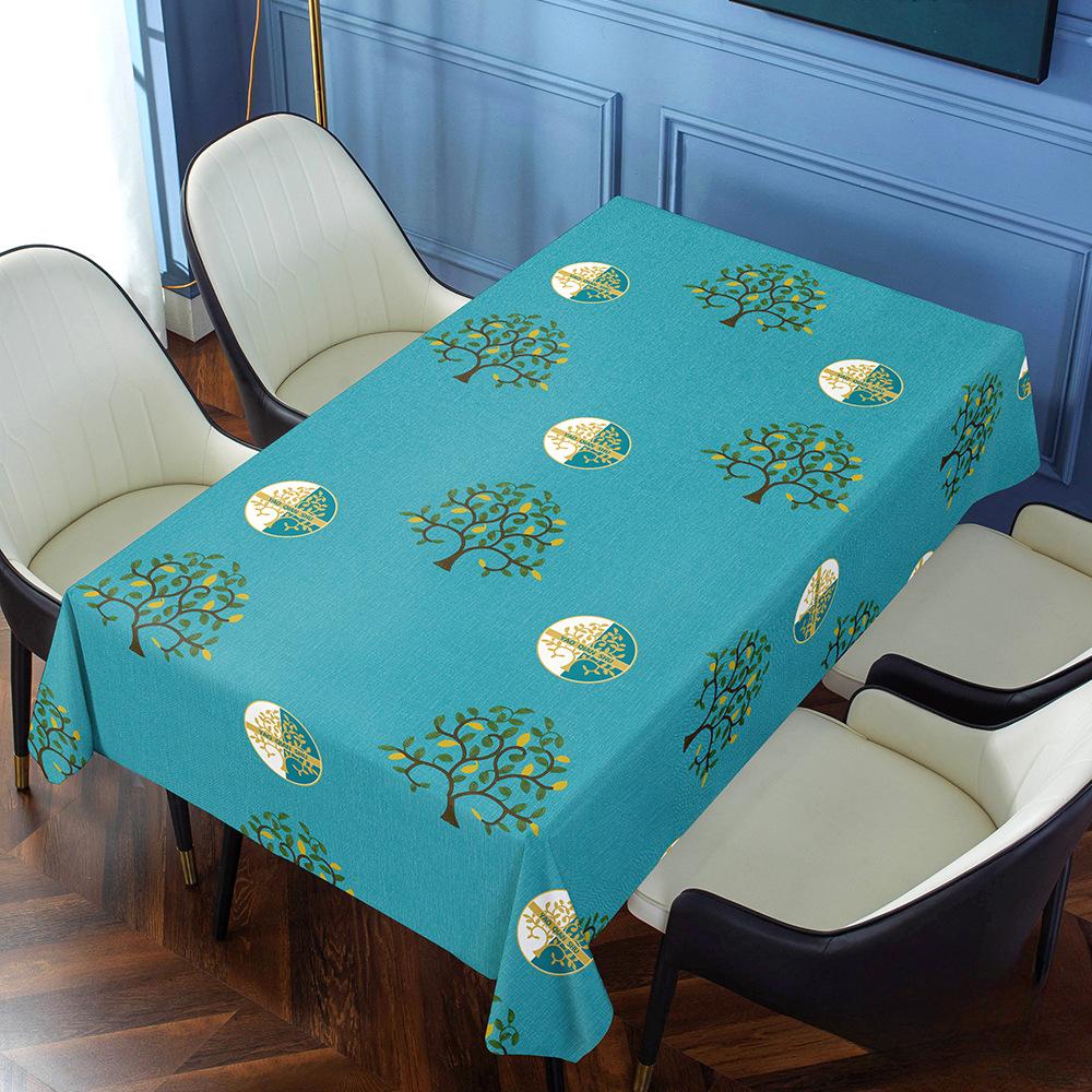 New Chinese Style Household Waterproof and Oil Proof PVC Tablecloth  Embroider Long Strip Tablecloth Coffee Table Cover Cloth