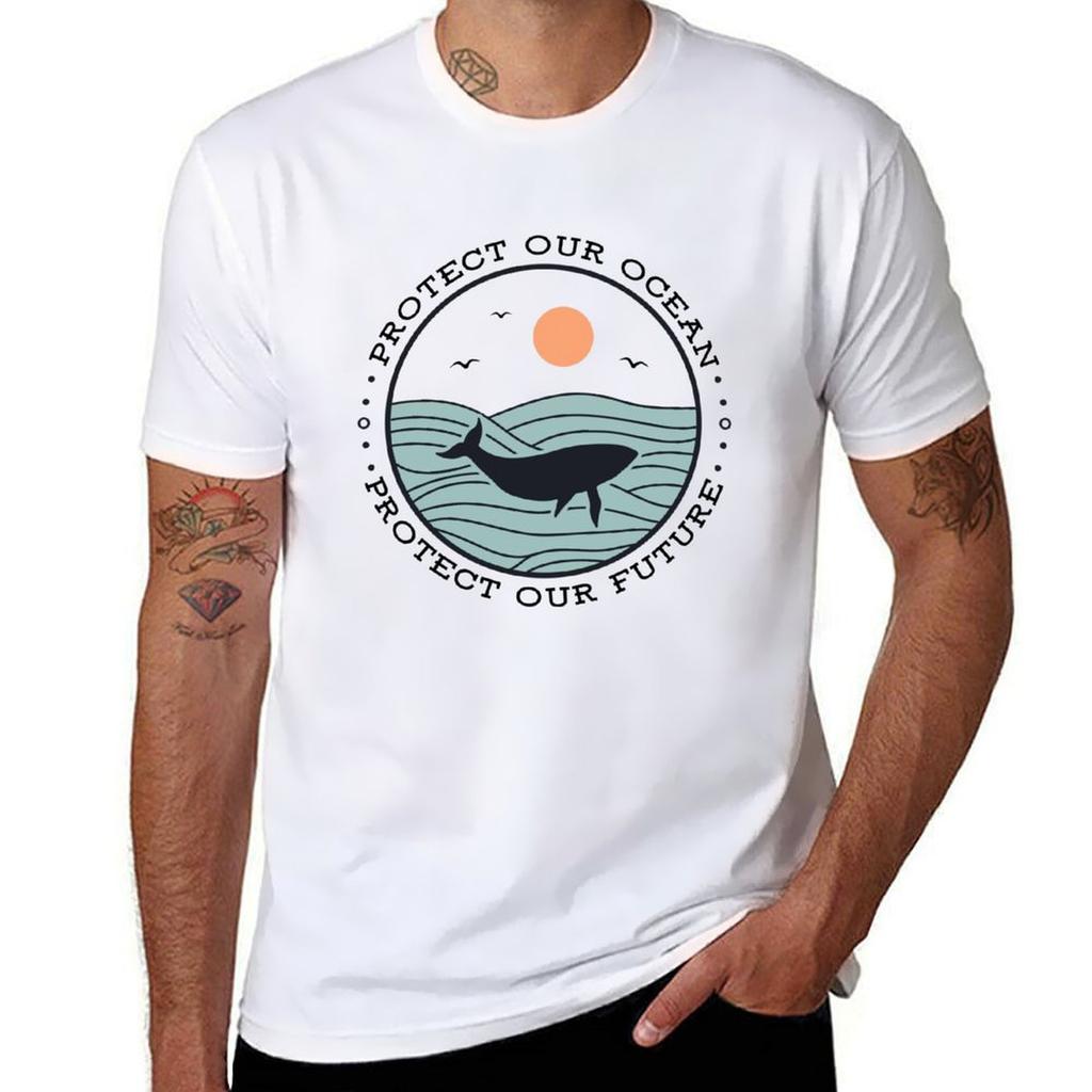 Future Our T-shirt Men Casual T Shirts Man Our Package Cotton Man for Protect Protect Black for T-Shirt Plain Ocean