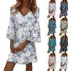 Women's Fashion Casual Round Neck Three-quarter Sleeve Midi Dress