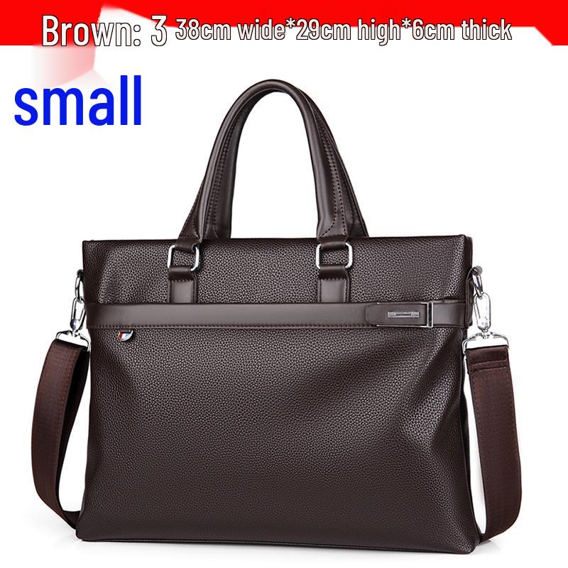 Men's Large Capacity Soft Leather Business Briefcase - A4 Shoulder and Crossbody Computer Bag