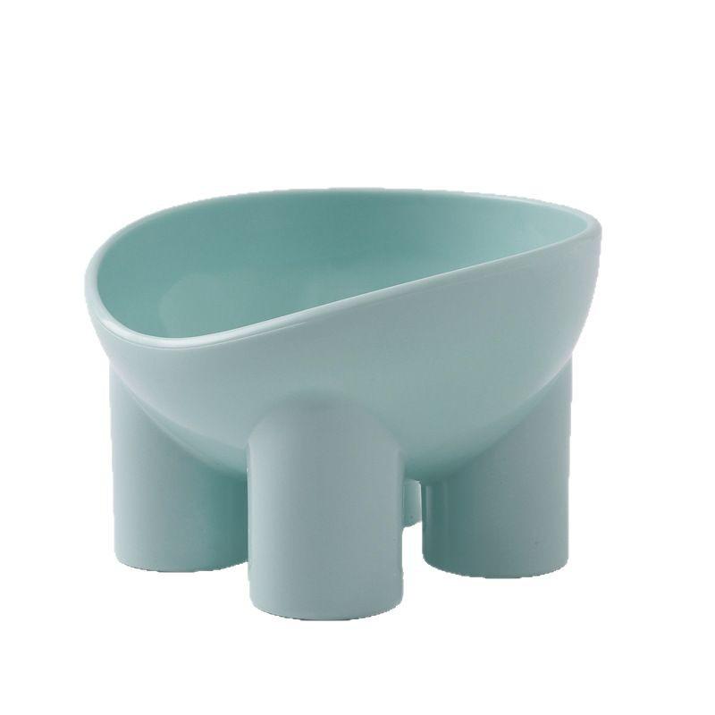 Macaron Colored Slanted Elephant Leg Pet Bowl - Elevated Plastic Cat & Dog Food Bowl with Neck Protection