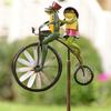 AEE4-Metall-Windspiel Garten Metalltier Fahrrad Kinetisches Spinner Dekor Outdoor Rasen Metallkunst Dekoration