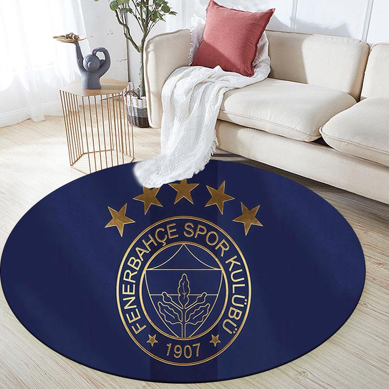 Runder Teppich im Fenerbahce-Muster, Teppich für Wohnzimmer, Schlafzimmer, Spielzimmer, Rutschfeste Bodenmatte, Feiertagsgeschenke und Geburtstagsgeschenke.