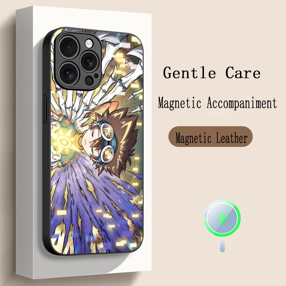 Classic Anime Digimon Japan Art Poster Phone Case For iPhone 17 16 15 14 13 12 Plus Pro Max High-end Luxury Magsafe Sheepskin