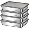 Deep Stainless Steel Storage Container, Stainless Steel Tray, Kitchen Food Storage Container, Refrigerator Safe, 2000ml, with PE Lid
