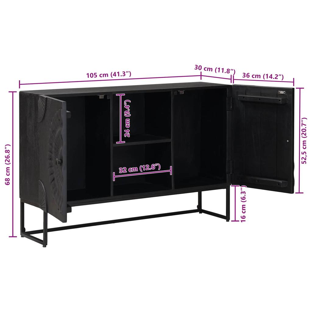 Sideboard Black 105 x 30 x 68 cm