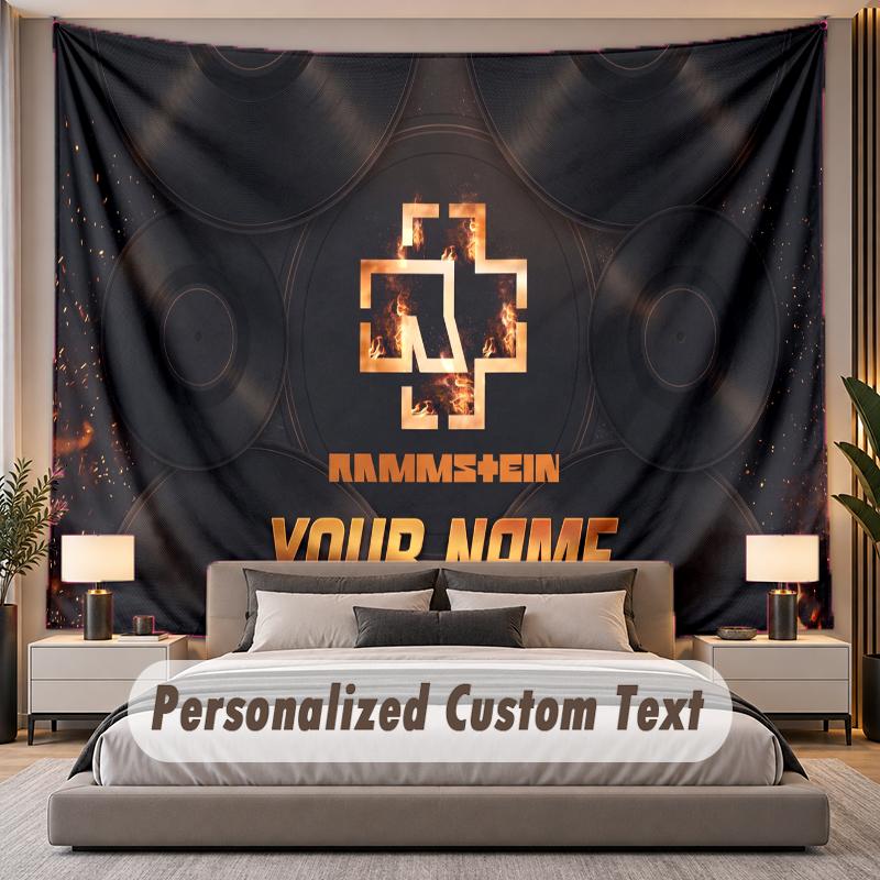 Custom Name Text Tapestry Rammstein Personalized Polyester Wall Tapestry For Bedroom And Room