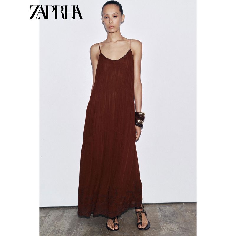 Zaprha 2025 Summer New Retro Embroidery Lace Seaside Vacation Super Nice Dress 6895058