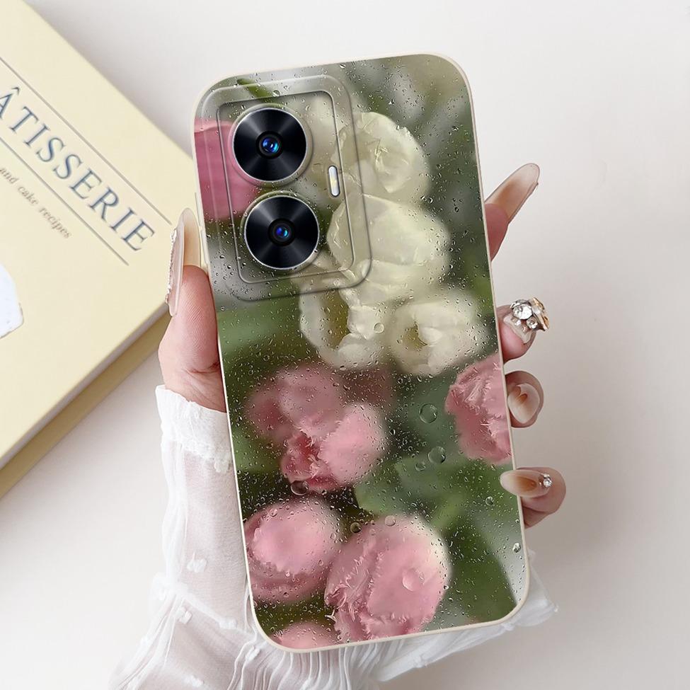 For Realme C55 Case RMX3710 Silicone Cute Cat Fashion Butterfly Flowers Love Painted Cover For Realme Narzo N55 Phone Case Funda
