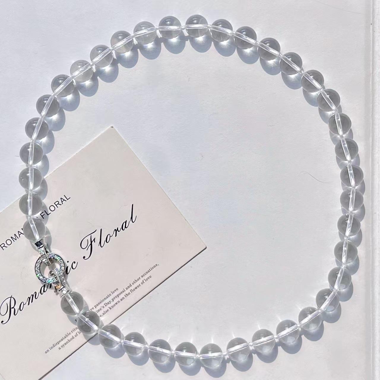 10Mm High Quality Vitreous Natural White Crystal Necklace Collarbone Chain