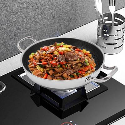 12.6-inch Stainless Steel Frying Pan Non-stick Deep Frying Pan with Lid Stainless Steel Wok Skillet Cookware