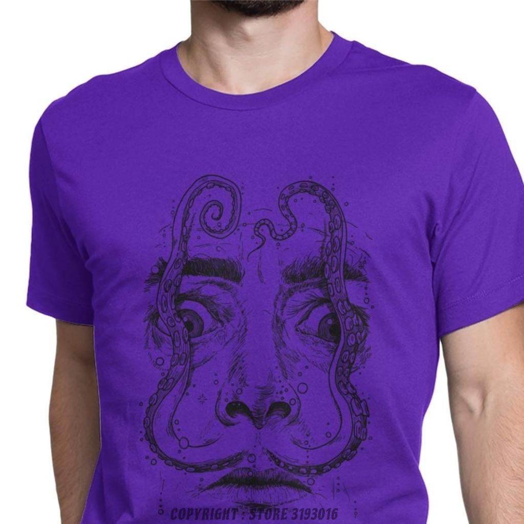 Octopus Dali TShirt Men Salvador Surrealism Painter Portrait Artist Vintage Cotton Tees Camisa T Shirts Hallowmas Tops