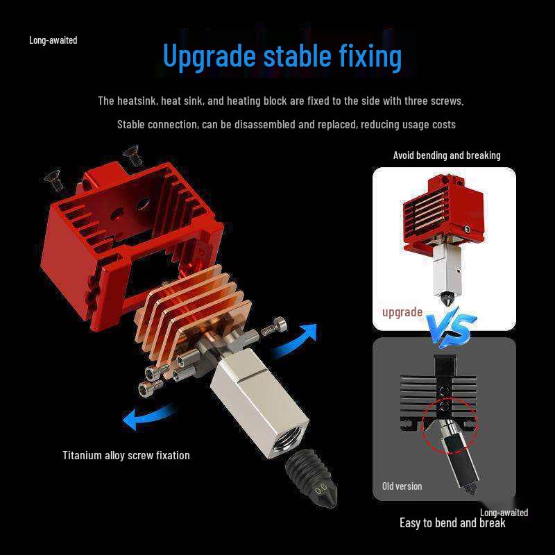 Tuox1c/p1p Bamboo Extruder Head 3.0: Upgraded Steel 3D Printer Hotend, High-Temp Removable Component.