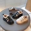 Girls Fleece Lined Low Top Casual Shoes With Bow Velcro