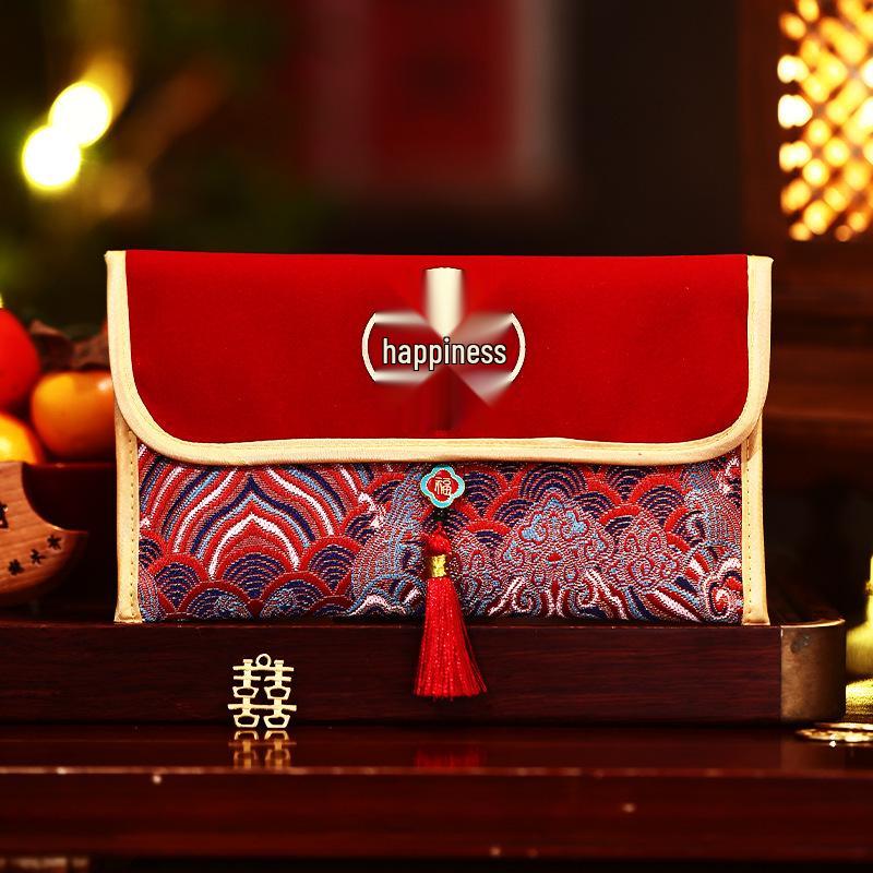 Elegant Wedding Red Envelopes 2026: High-Grade Fabric, Tea Ceremony Set, Parents' Address Change Pair.