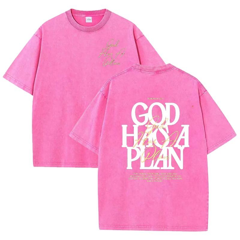 Retro Acid Wash Oversized T-shirt Front Back Bible Verse Inspirational Text Graphic Casual Daily Tops Asian Size
