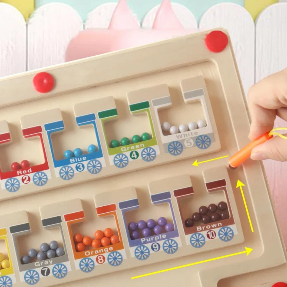Children Montessori Toy Magnetic Pen Moving Ball Game Color Sorting Counting Board Fine Motor Training Sensory Educational Toys