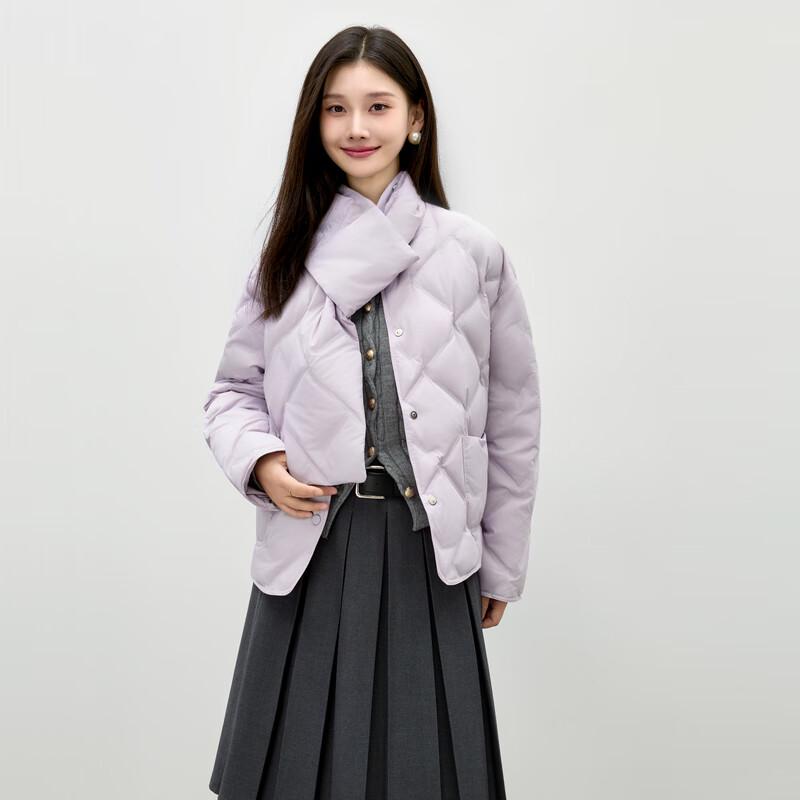 

Autumn Water Lady Diamond Quilted Detachable Scarf Collar Down Jacket M