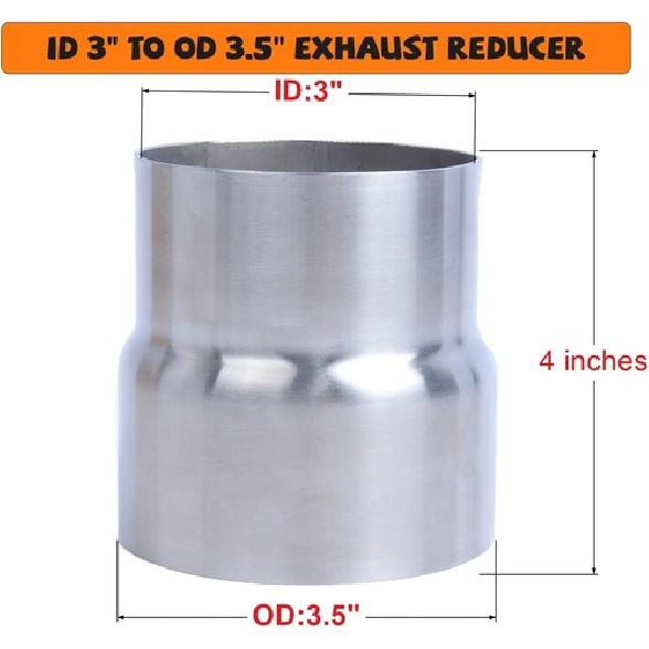 Stainless ID 3 inch to OD 3.5 inch Exhaust Adapter Reducer (3" ID to 3-1/2" OD)