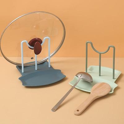 Kitchen Dish Pot Lid Storage Rack Countertop Punch-Free Spoons Holder Bracket