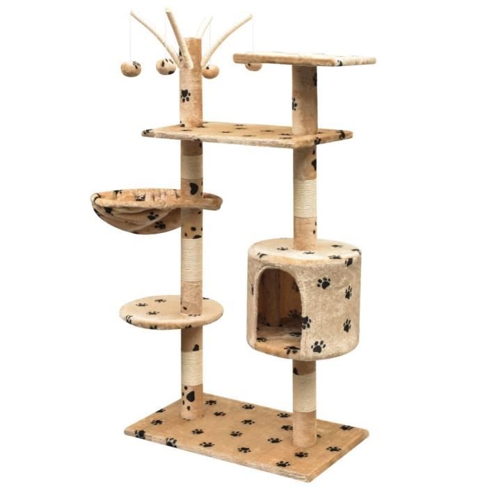 Arbre à chat - vidaXL - 125 cm - Beige - Griffoir en sisal - Pour chats moyens