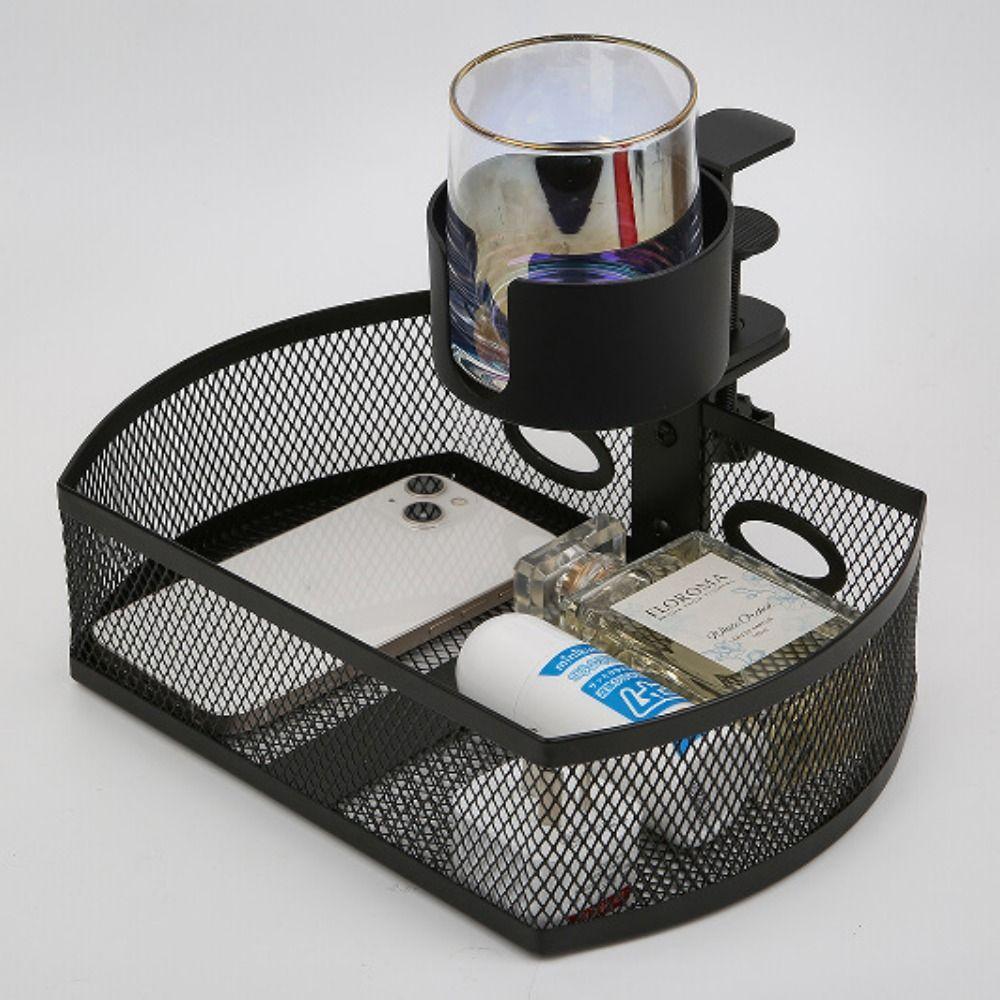 

Spill-proof Under Desk Drawer 360° Swivel C-clamp Mounting Table Management Tray Durable No Drill Clamp-on Swivel Organizer