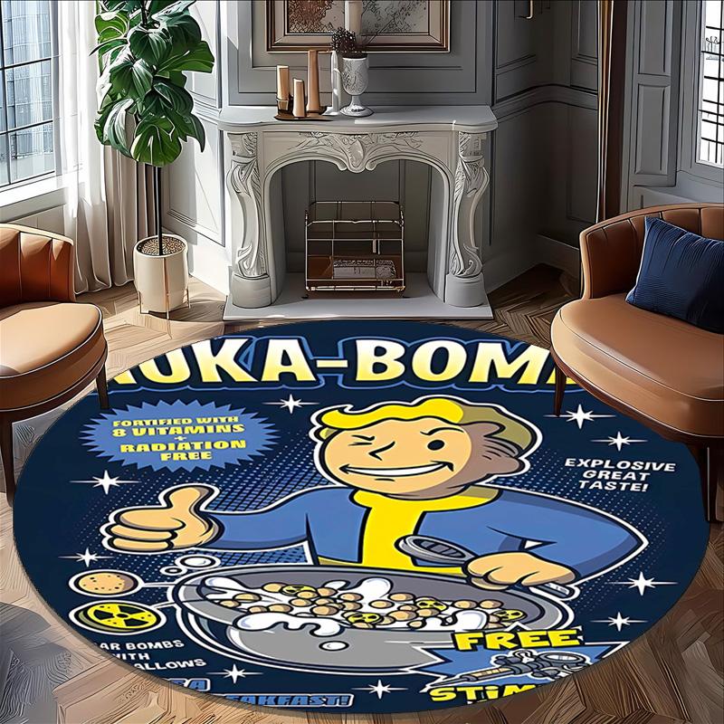 1pc NUKA-BOMBS Fallout1 Print Round Carpet Chair Round Carpet Suitable for Bedroom Living Room Home Decorative Carpet