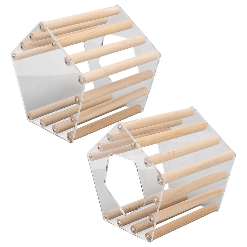 Minimalist Pentagonal Hamster Wooden House Ventilated Transparent Hamster Cabin for Hamster Golden Br