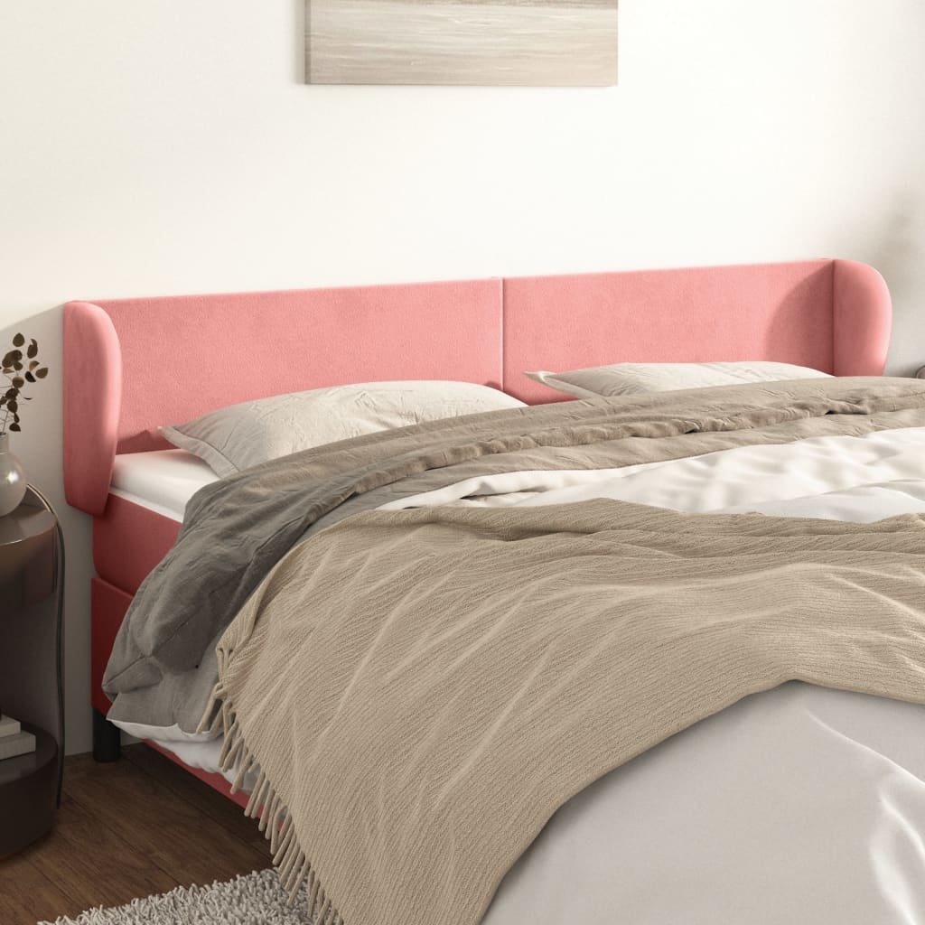 Headboard with Ears Pink 203 X 23 X 78 88 Cm Velvet