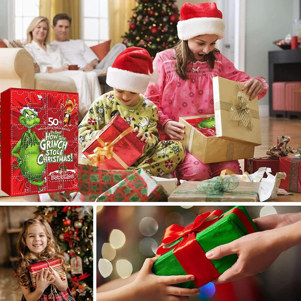 Advent Calendar Christmas Advent Calendar Contains 24 Gifts, Grinch Christmas Cute Figures Doll Advent Calendar Countdown Calendar