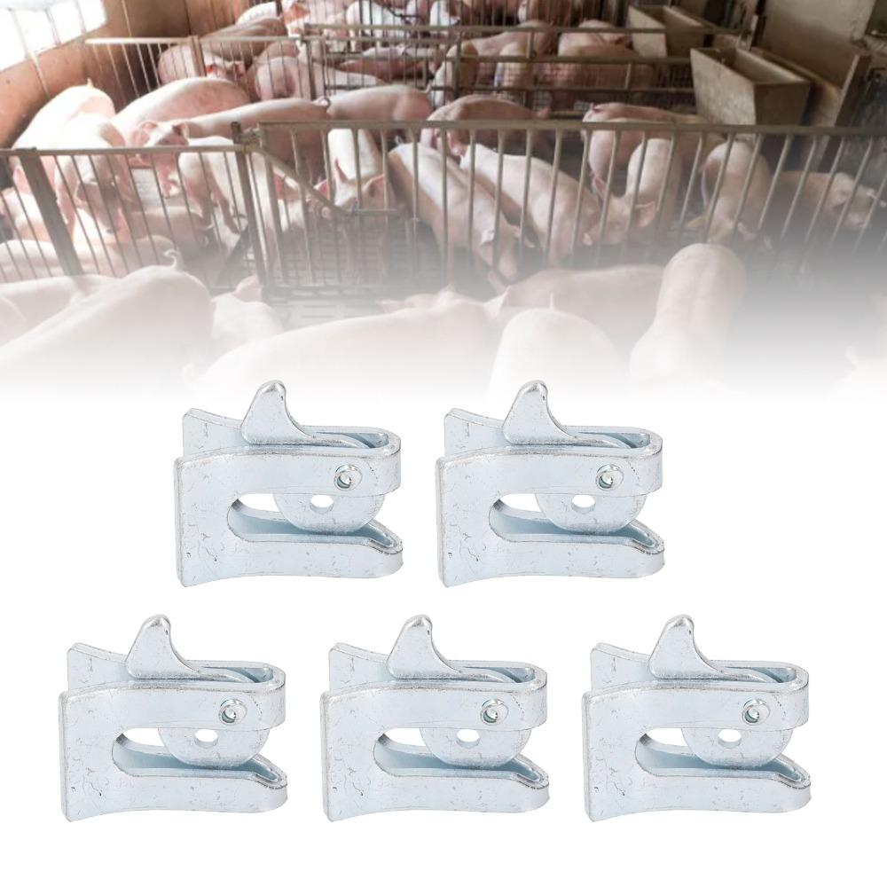 5pcs Galvanized Steel Plate Pet Cage Suspended Water Dispenser Fence Latch Pig Farrowing Bed