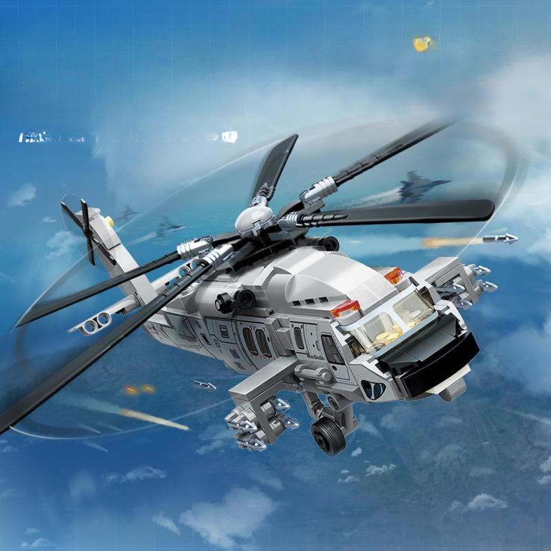 457pcs Military Series Air Force Z-20J Armed Helicopter Building Block Toy No Box