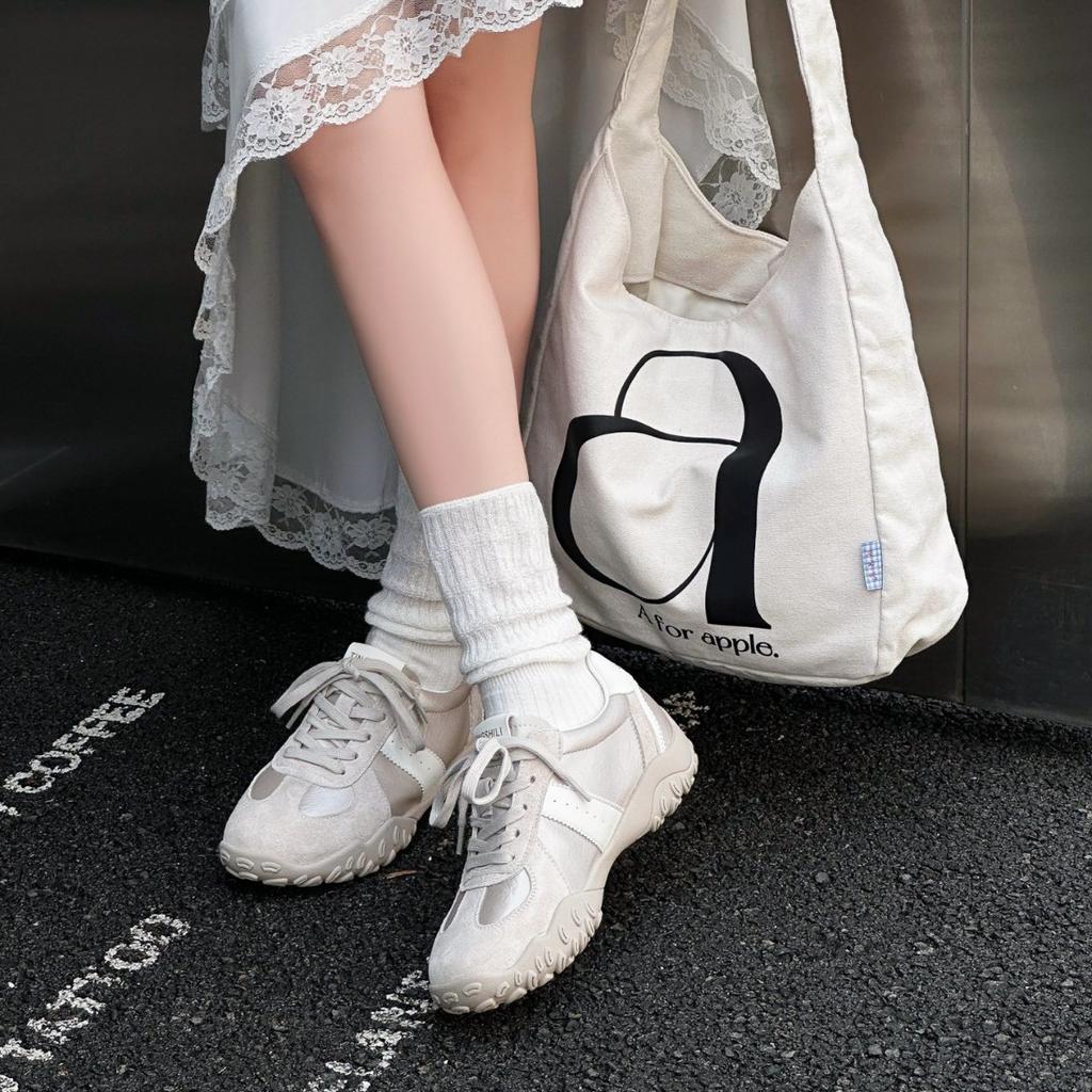 Leather Version~ New Small Inner Height Increase Forrest Gump Training Shoes Women's Versatile Lace-up Casual Sports Shoes Platform Shoes