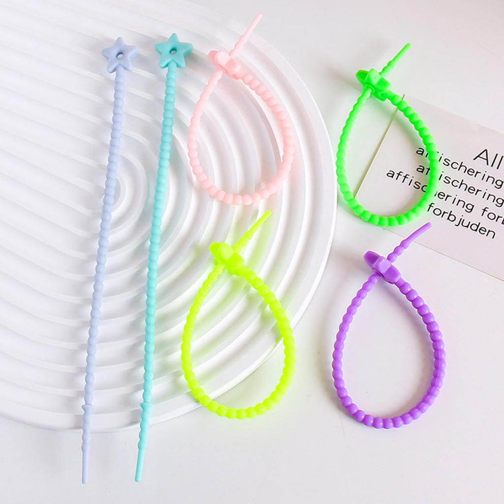 22cm Candy-Colored Stars Silicone Rope Data Line Binding Tape DIY Jewelry Key Chain Accessories Dress Tags Rope