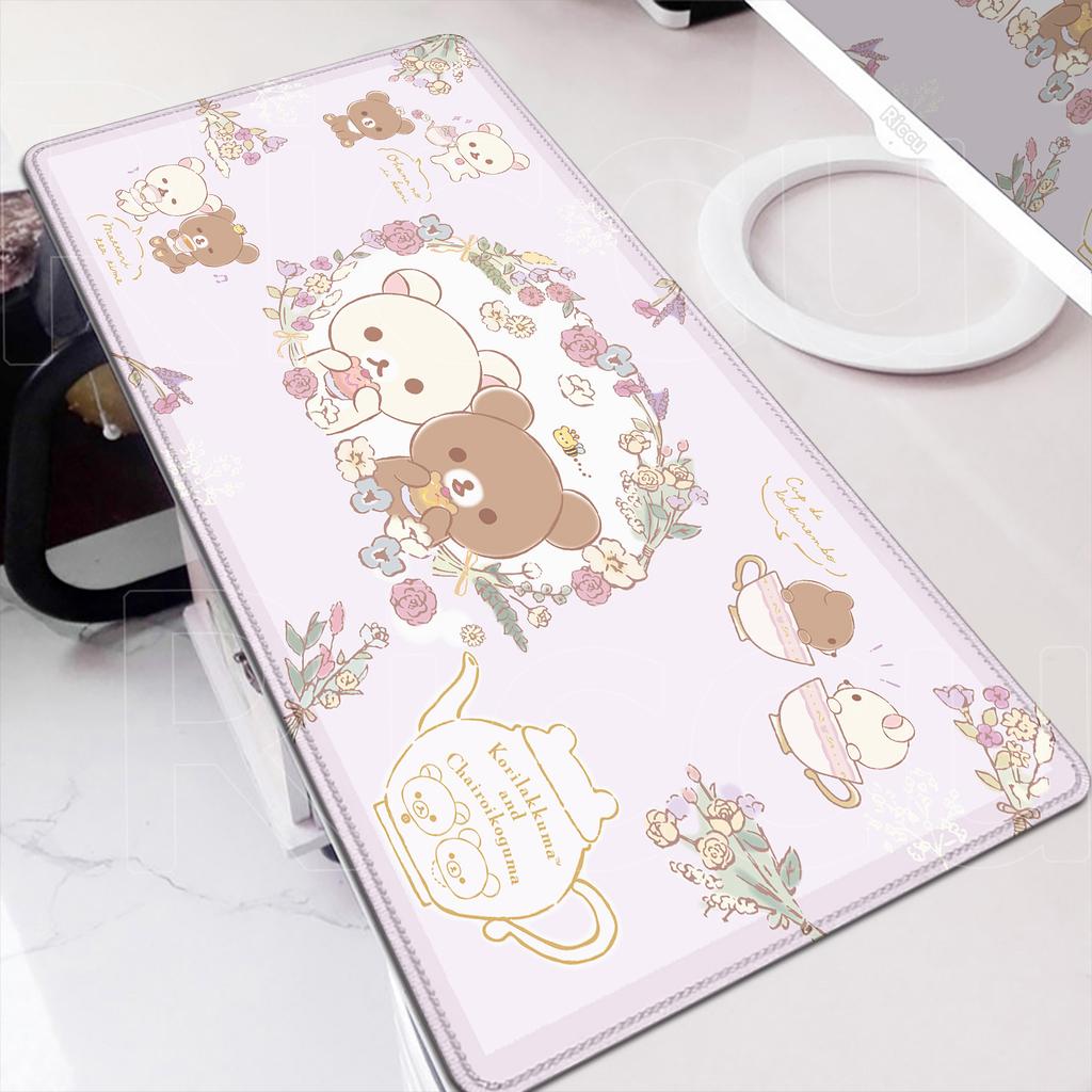 Anime Mouse Pad Kawaii Laptop Desk Decoration Mouse 30x80cm Gamer Rubber Mat Cute Rilakkuma Non-slip Keyboard Office Accessories