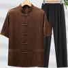 Dad's Summer Two-Piece Tang Suit: New 2026 Chinese Style Short-Sleeved Set for Middle-Aged and Elderly Men