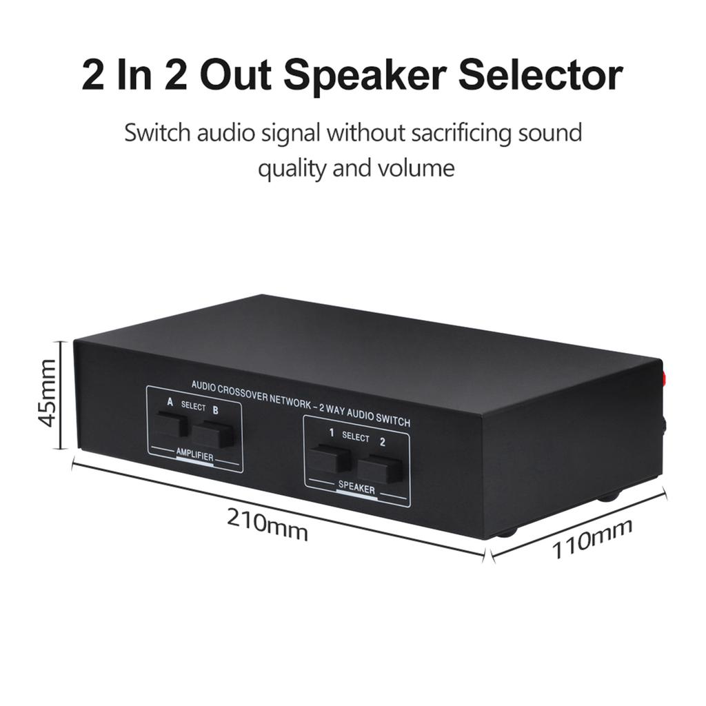 LYNEPAUAIO 2 In 2 Out Speaker Selector Switch Audio Signal Switcher Power Amplifier Audio Receiver Splitter Box