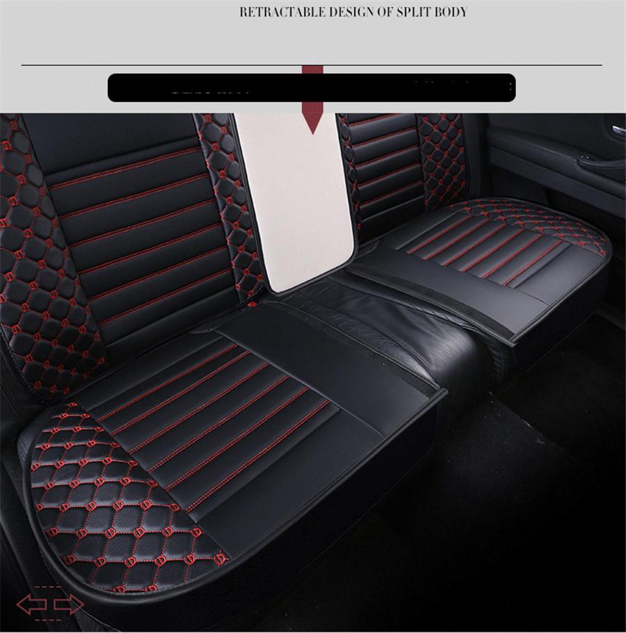 Black Red Wear-resistant PU Leather Full Set Car Seat Covers for 5-seater Vehicles