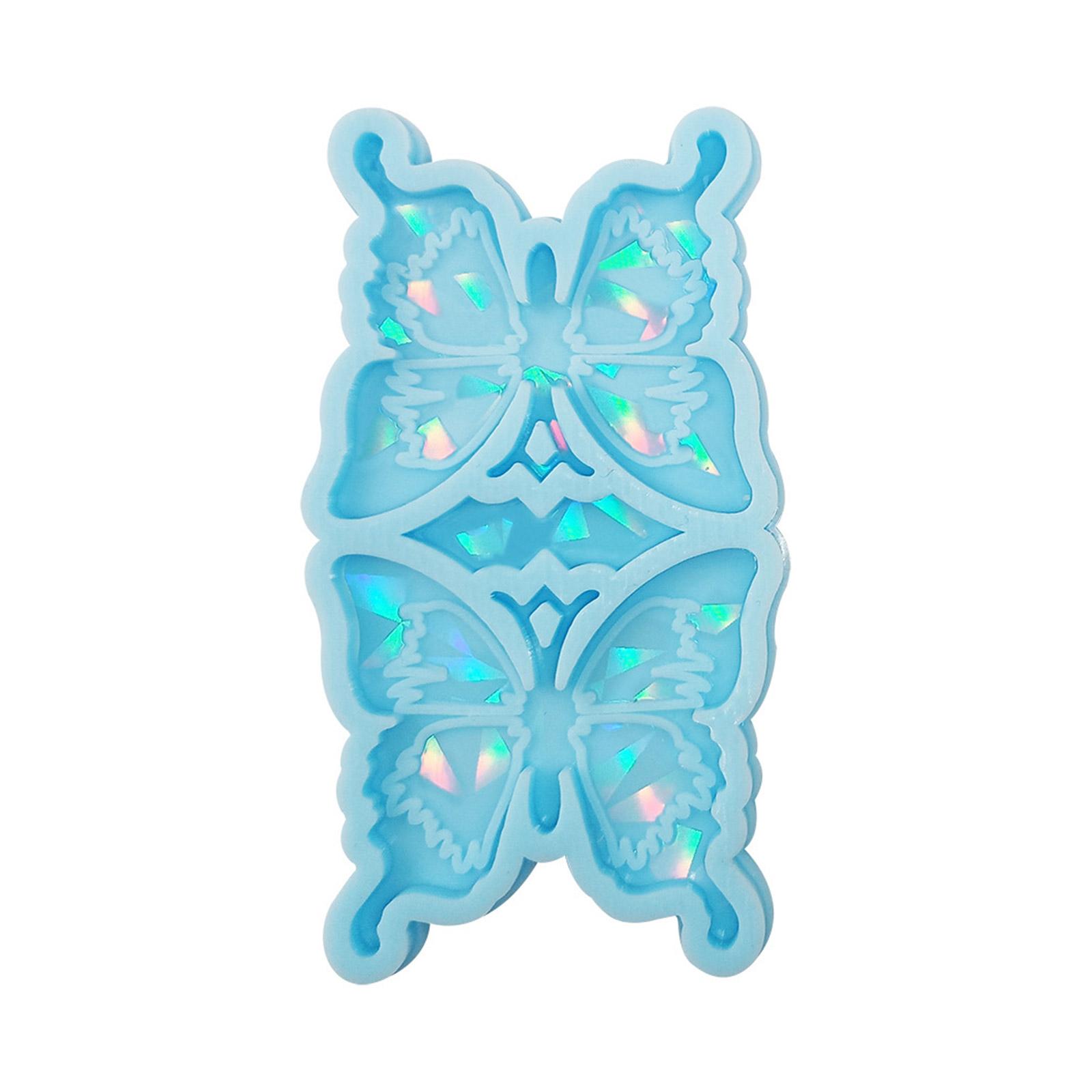 Keychain Silicone Mold Holographic Resin Mold Butterfly-Pendant Charms Resin Molds with Holes DIY Jewelry Casting Mould 1