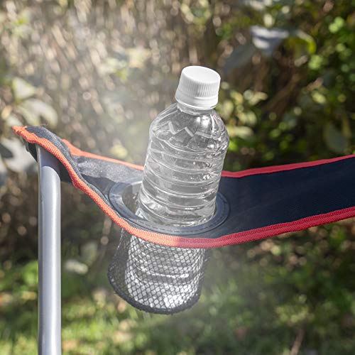 [Amazon.co.jp Exclusive] Captain Stag Outdoor Chair, Reclining Lounge Chair with Drink Holder, 3-Level Reclining, Black, UC-1696