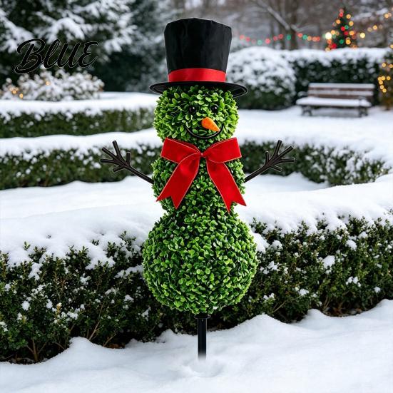 Outdoor Christmas Snowman Stake Yard Stake, Simulation Topiary Decoration for Home Decor Indoor Porch Garden, Festive Holiday Durable Plastic