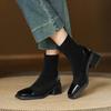 Krazing Pot Flock Winter Square Toe Modern Size 33 Boots Size 43 Zipper KPOP Style Fashion Stretch Ankle Boots