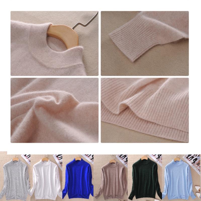 Women's Slim Cozy Knitted Half-turtleneck Cashmere Wool Jumper For Winter Warmth
