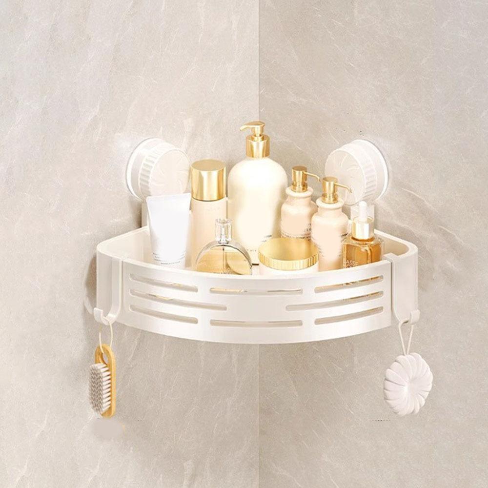 Wall Mounted Suction Cup Triangle Storage Rack Plastic Suction Cup Shower Shelf  Bathroom