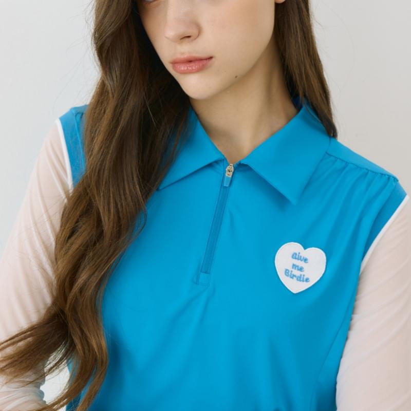 GOXO Collar Sleeveless Coral Blue Give Me Heart