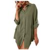 Fashion Women's Casual Loose Fit Single Breasted Shirt Dress