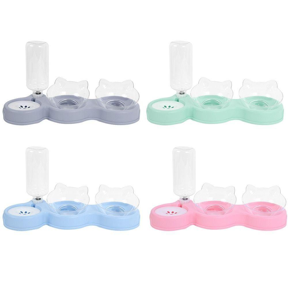 Pet Automatic Feeder Dogs Cats Food Bowl with Water Fountain Double Bowl Kitten Puppy Drinking Cup