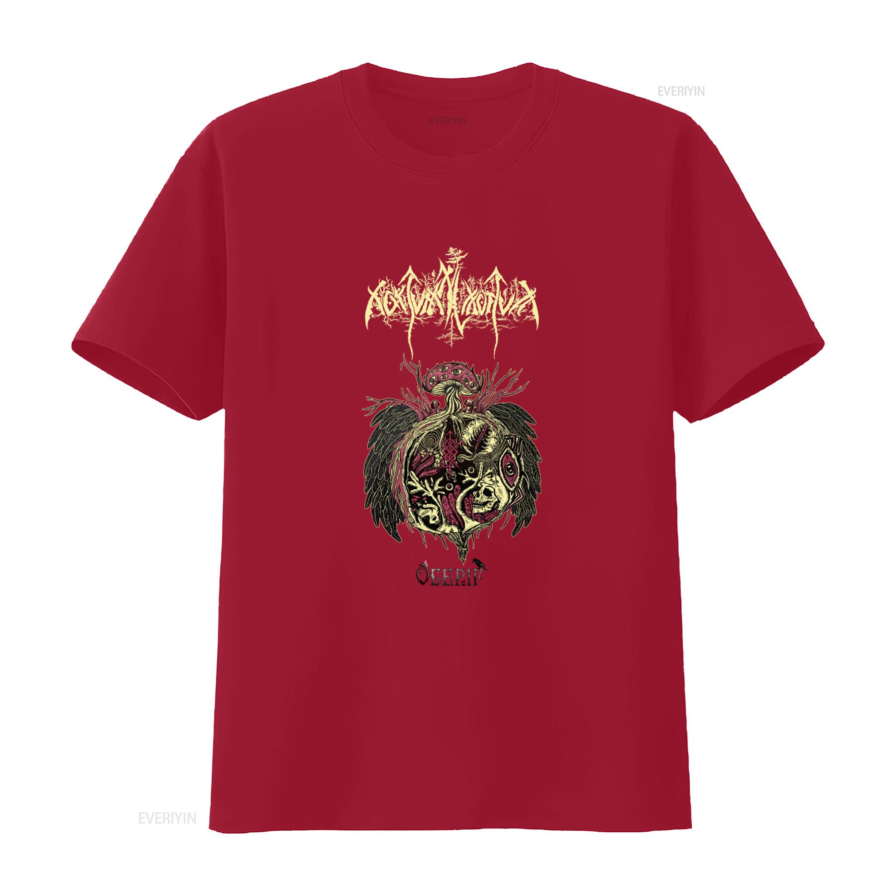 Nokturnal Mortum Oberih Ts Черная Футболка Уникальный Дизайн Череп Гриб Крыло для Мужчин винтажный Стиранный Топ для Повседневной Носки S