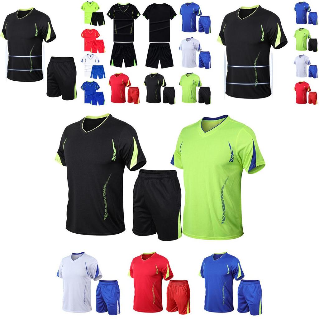 Breathable Summer Quick-drying Sports Suit With Short Sleeve T-shirt And Shorts**